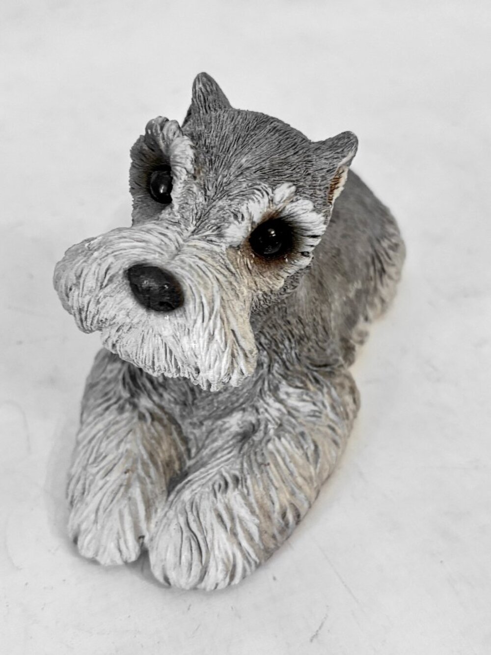 Vintage 9" Gray Schnauzer Dog 1981 Sandra Brue Sandicast Sculpture Signed